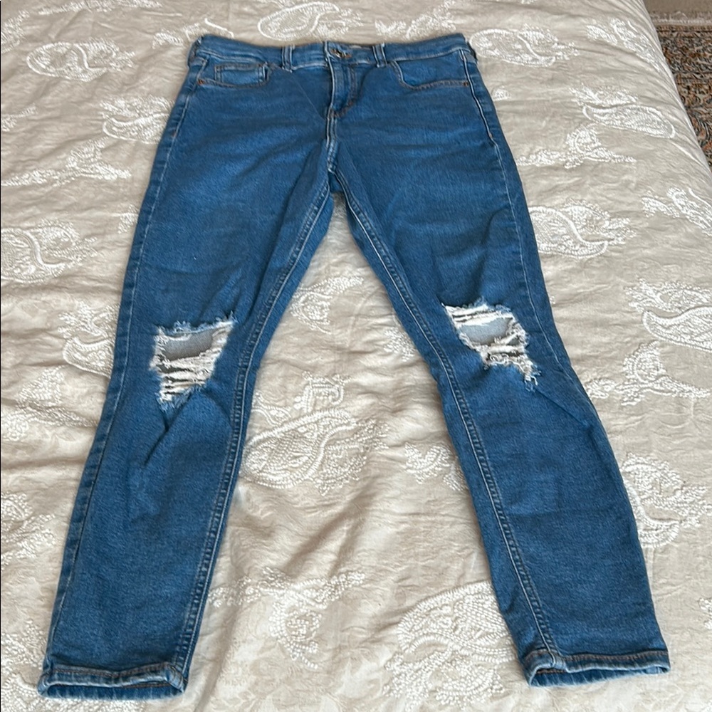 Topshop Moto Jamie High Rise Distressed Jeans
